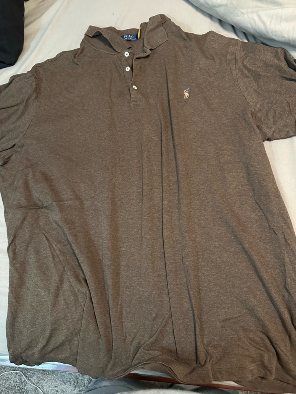 Polo by Ralph Lauren Men's Brown Polo Shirt with Embroidered Pony